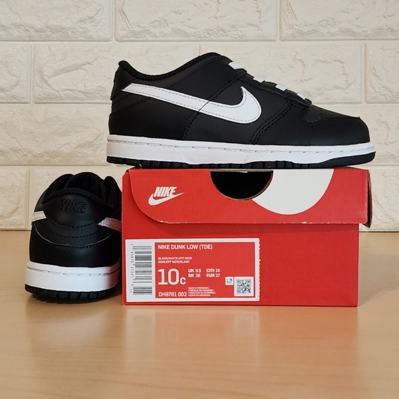 Nike Dunk Low TDE Size 10 Toddler Black Panda White DH9761-002
